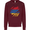Torn Armenia Flag Armenian Day Football Kids Sweatshirt Jumper Maroon