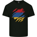 Torn Armenia Flag Armenian Day Football Kids T-Shirt Childrens Black