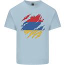 Torn Armenia Flag Armenian Day Football Kids T-Shirt Childrens Light Blue
