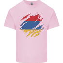 Torn Armenia Flag Armenian Day Football Kids T-Shirt Childrens Light Pink