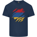 Torn Armenia Flag Armenian Day Football Kids T-Shirt Childrens Navy Blue