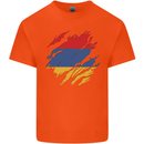 Torn Armenia Flag Armenian Day Football Kids T-Shirt Childrens Orange