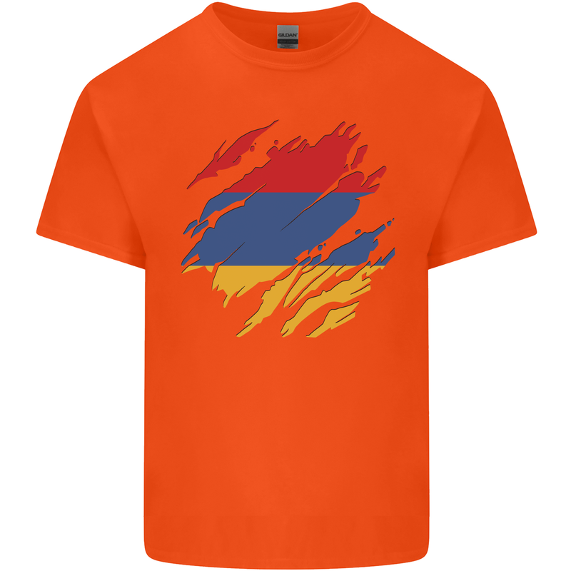 Torn Armenia Flag Armenian Day Football Kids T-Shirt Childrens Orange