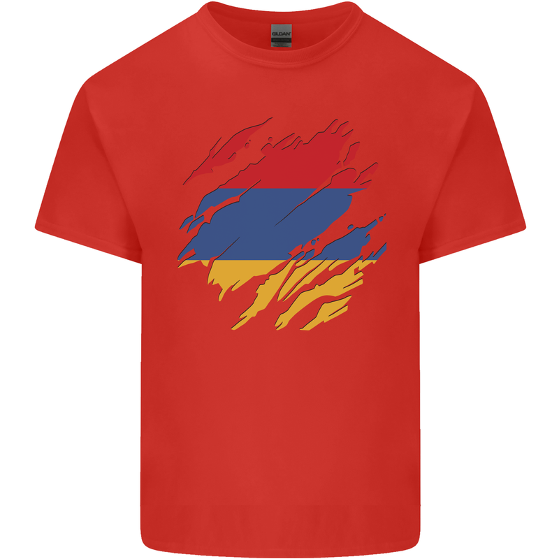 Torn Armenia Flag Armenian Day Football Kids T-Shirt Childrens Red