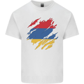 Torn Armenia Flag Armenian Day Football Kids T-Shirt Childrens White