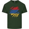 Torn Armenia Flag Armenian Day Football Mens Cotton T-Shirt Tee Top Forest Green