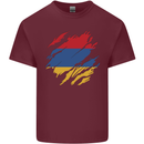 Torn Armenia Flag Armenian Day Football Mens Cotton T-Shirt Tee Top Maroon