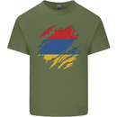 Torn Armenia Flag Armenian Day Football Mens Cotton T-Shirt Tee Top Military Green