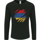Torn Armenia Flag Armenian Day Football Mens Long Sleeve T-Shirt Black