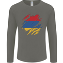Torn Armenia Flag Armenian Day Football Mens Long Sleeve T-Shirt Charcoal