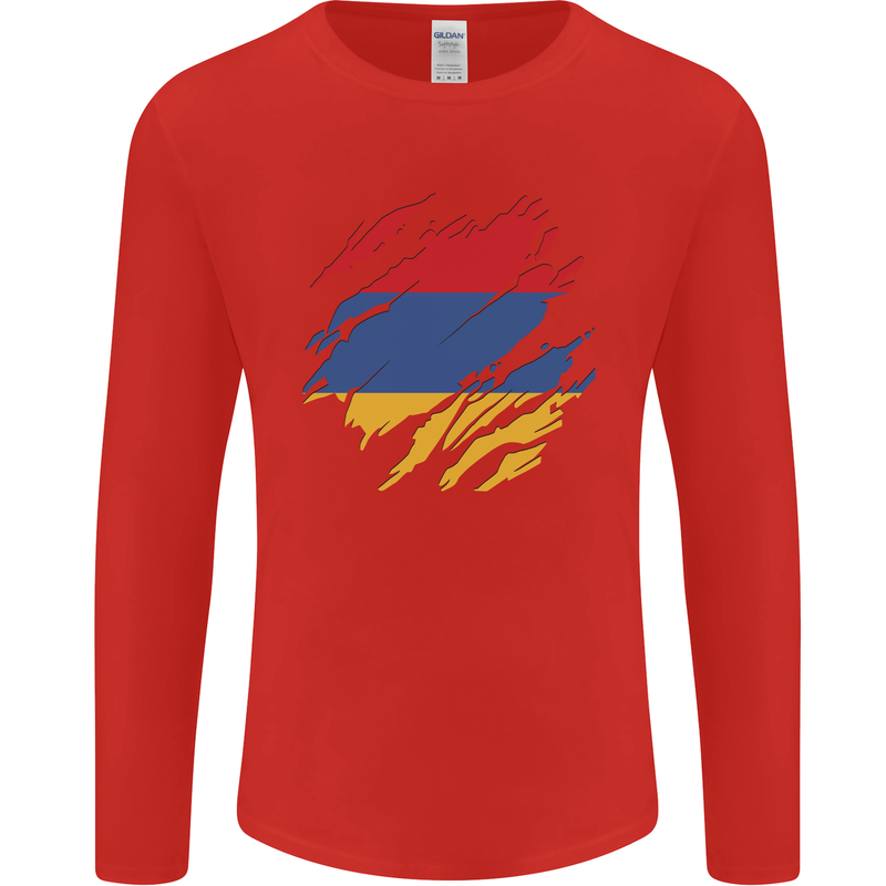 Torn Armenia Flag Armenian Day Football Mens Long Sleeve T-Shirt Red