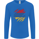 Torn Armenia Flag Armenian Day Football Mens Long Sleeve T-Shirt Royal Blue