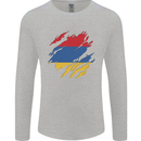 Torn Armenia Flag Armenian Day Football Mens Long Sleeve T-Shirt Sports Grey