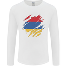 Torn Armenia Flag Armenian Day Football Mens Long Sleeve T-Shirt White
