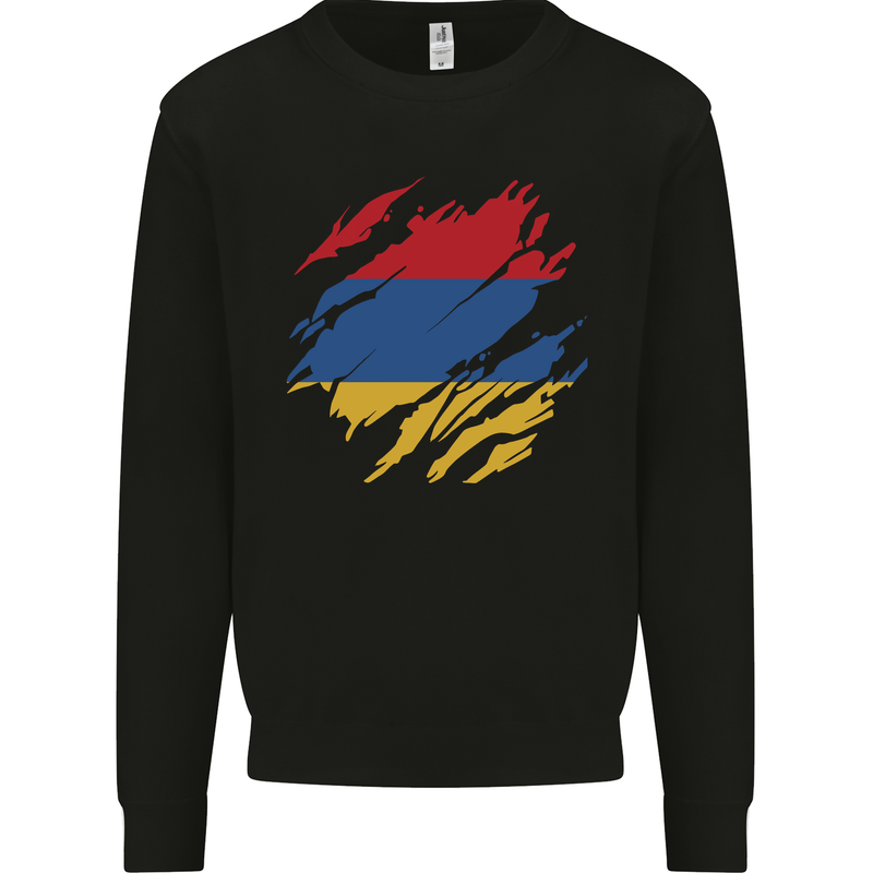 Torn Armenia Flag Armenian Day Football Mens Sweatshirt Jumper Black