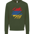 Torn Armenia Flag Armenian Day Football Mens Sweatshirt Jumper Forest Green