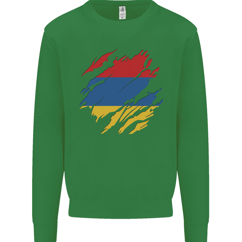 Torn Armenia Flag Armenian Day Football Mens Sweatshirt Jumper Irish Green