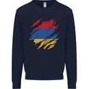 Torn Armenia Flag Armenian Day Football Mens Sweatshirt Jumper Navy Blue