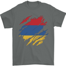 Torn Armenia Flag Armenian Day Football Mens T-Shirt 100% Cotton Charcoal