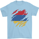Torn Armenia Flag Armenian Day Football Mens T-Shirt 100% Cotton Light Blue