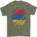 Torn Armenia Flag Armenian Day Football Mens T-Shirt 100% Cotton Military Green