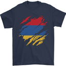 Torn Armenia Flag Armenian Day Football Mens T-Shirt 100% Cotton Navy Blue