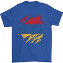 Torn Armenia Flag Armenian Day Football Mens T-Shirt 100% Cotton Royal Blue