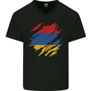 Torn Armenia Flag Armenian Day Football Mens V-Neck Cotton T-Shirt Black