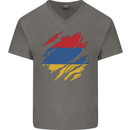 Torn Armenia Flag Armenian Day Football Mens V-Neck Cotton T-Shirt Charcoal