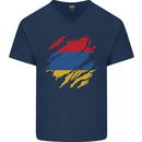 Torn Armenia Flag Armenian Day Football Mens V-Neck Cotton T-Shirt Navy Blue