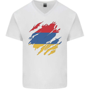 Torn Armenia Flag Armenian Day Football Mens V-Neck Cotton T-Shirt White