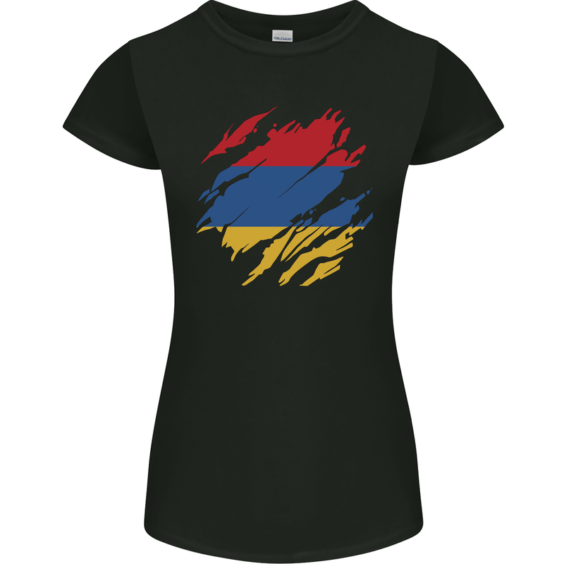 Torn Armenia Flag Armenian Day Football Womens Petite Cut T-Shirt Black