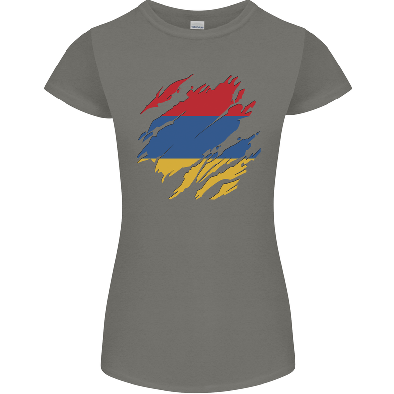 Torn Armenia Flag Armenian Day Football Womens Petite Cut T-Shirt Charcoal