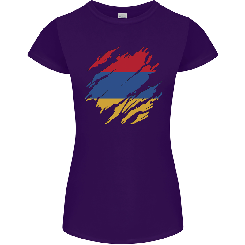 Torn Armenia Flag Armenian Day Football Womens Petite Cut T-Shirt Purple