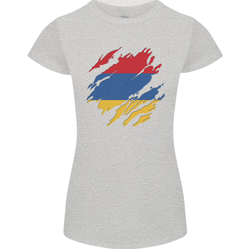 Torn Armenia Flag Armenian Day Football Womens Petite Cut T-Shirt Sports Grey