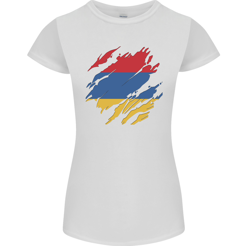 Torn Armenia Flag Armenian Day Football Womens Petite Cut T-Shirt White