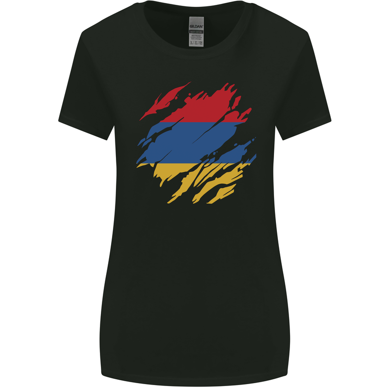 Torn Armenia Flag Armenian Day Football Womens Wider Cut T-Shirt Black