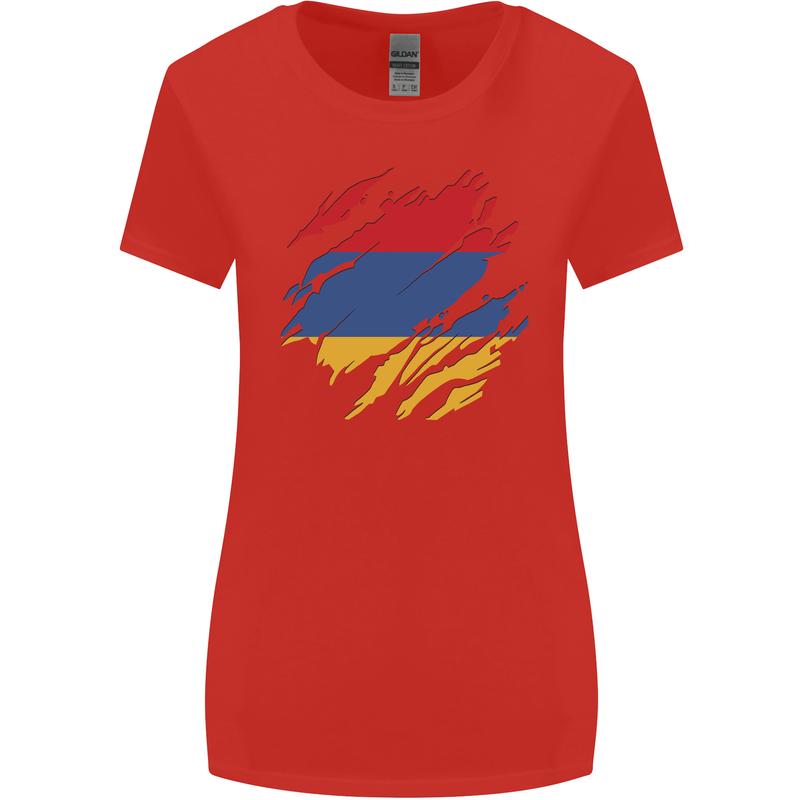 Torn Armenia Flag Armenian Day Football Womens Wider Cut T-Shirt Red