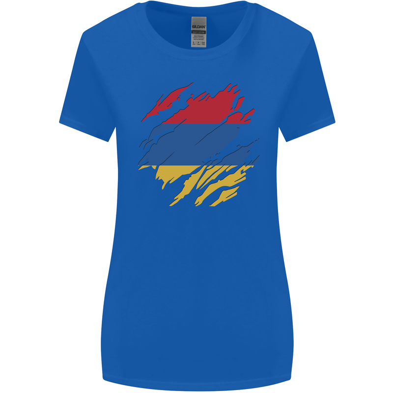 Torn Armenia Flag Armenian Day Football Womens Wider Cut T-Shirt Royal Blue