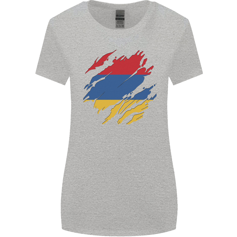 Torn Armenia Flag Armenian Day Football Womens Wider Cut T-Shirt Sports Grey