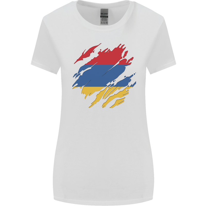 Torn Armenia Flag Armenian Day Football Womens Wider Cut T-Shirt White