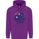 Torn Australia Flag Australian Day Football Childrens Kids Hoodie Purple