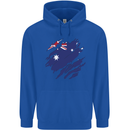 Torn Australia Flag Australian Day Football Childrens Kids Hoodie Royal Blue