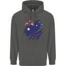 Torn Australia Flag Australian Day Football Childrens Kids Hoodie Storm Grey
