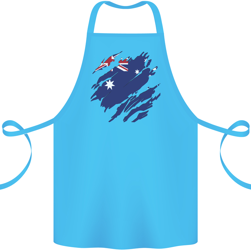 Torn Australia Flag Australian Day Football Cotton Apron 100% Organic Turquoise