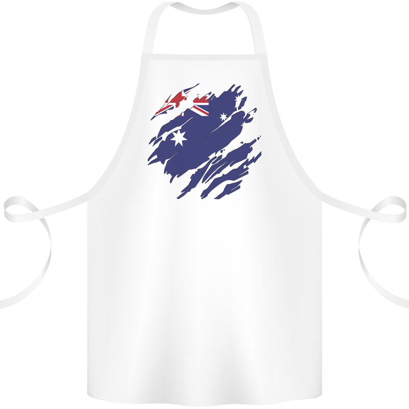 Torn Australia Flag Australian Day Football Cotton Apron 100% Organic White