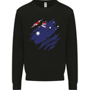 Torn Australia Flag Australian Day Football Kids Sweatshirt Jumper Black