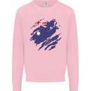 Torn Australia Flag Australian Day Football Kids Sweatshirt Jumper Light Pink