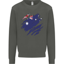 Torn Australia Flag Australian Day Football Kids Sweatshirt Jumper Storm Grey