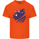 Torn Australia Flag Australian Day Football Kids T-Shirt Childrens Orange
